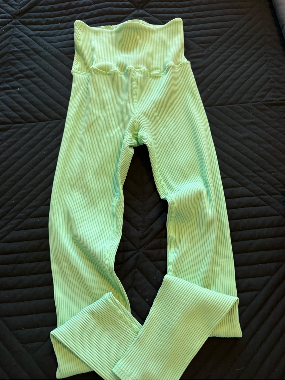 Carbon Ribbed High-Waist Leggings - Mint Green